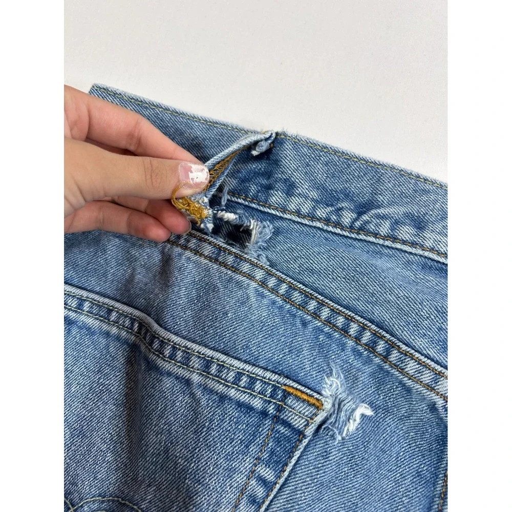 Levis 505 Regular Fit Straight Leg Jeans Mens 38x32 Blue Denim Thrashed Vintage